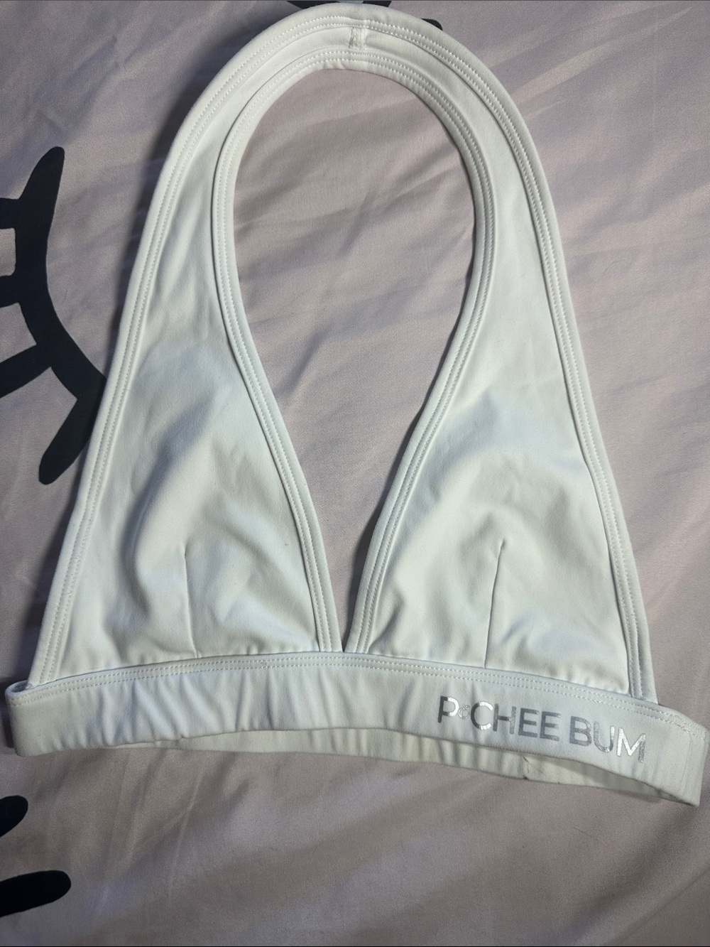 P. Chee Bum White Halter Sports Bralette